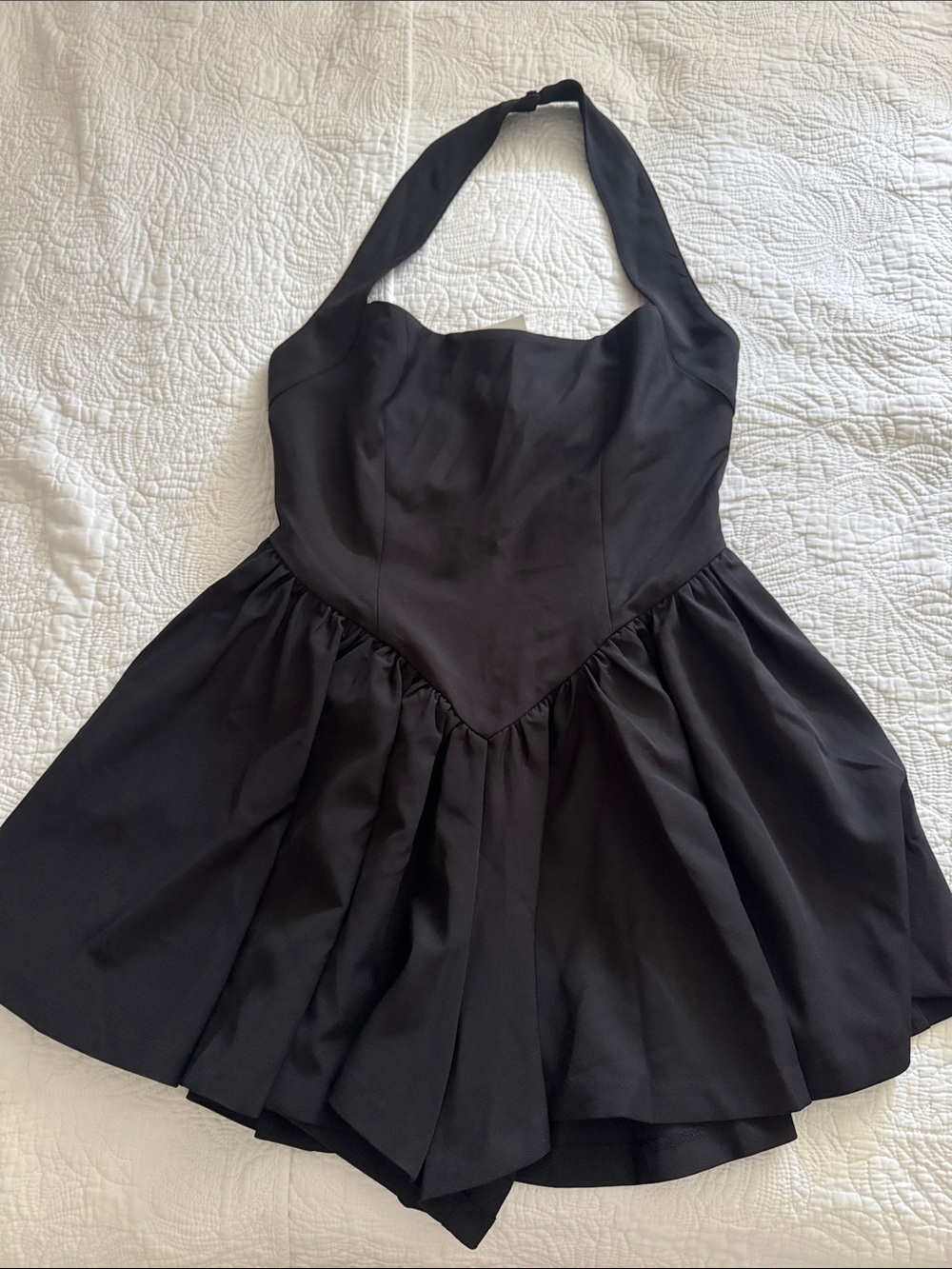 Luxxel Black Halter Fit-and-Flare Mini Dress